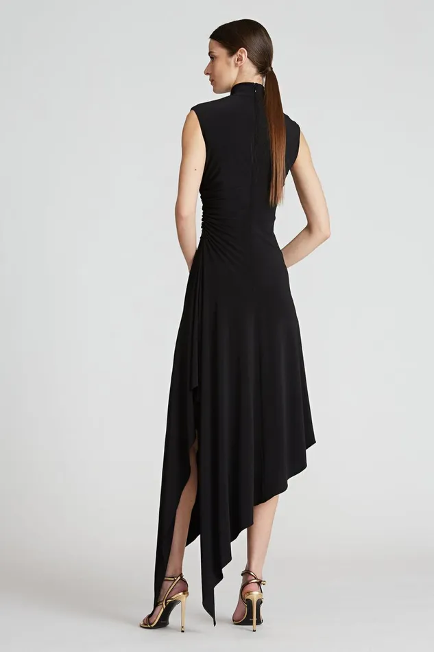Cocktail Women Halston Layla Jersey Side Drape Dress Jet Black
