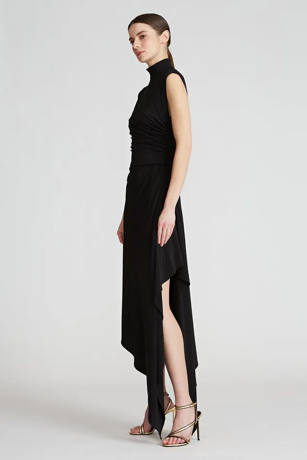 Cocktail Women Halston Layla Jersey Side Drape Dress Jet Black