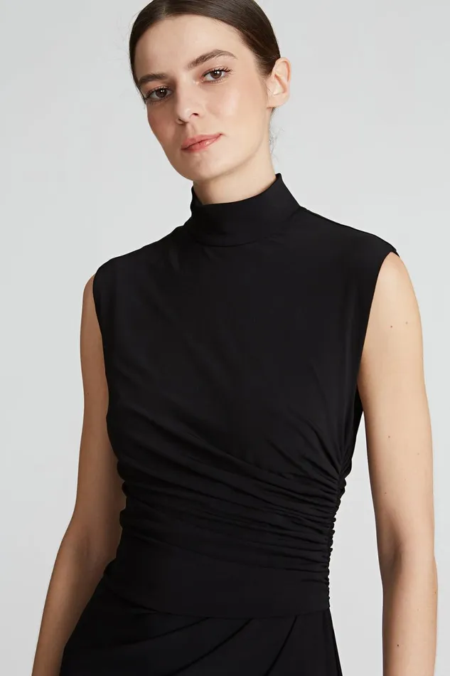 Cocktail Women Halston Layla Jersey Side Drape Dress Jet Black