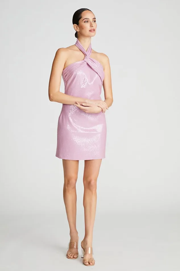 Cocktail Women Halston Sarena Dress In Stretch Sequin Wisteria