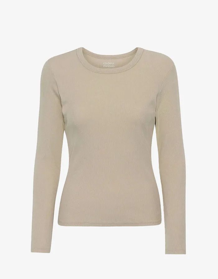 Colorfulstandard Women Organic Rib LS TShirt 8211 Oyster Grey Women TShirts