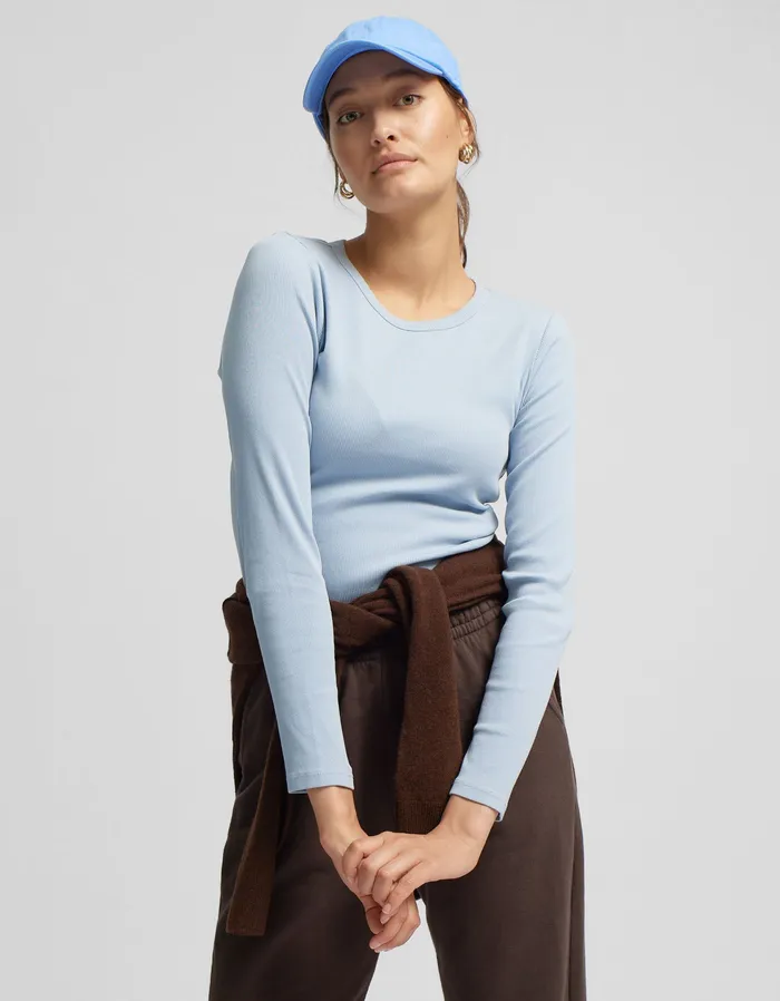 Colorfulstandard Women Organic Rib LS TShirt 8211 Oyster Grey Women TShirts