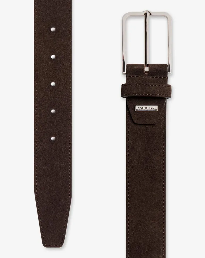 Corneliani Belts And Gloves Dark Brown Suede Belt For Men 8211 Men