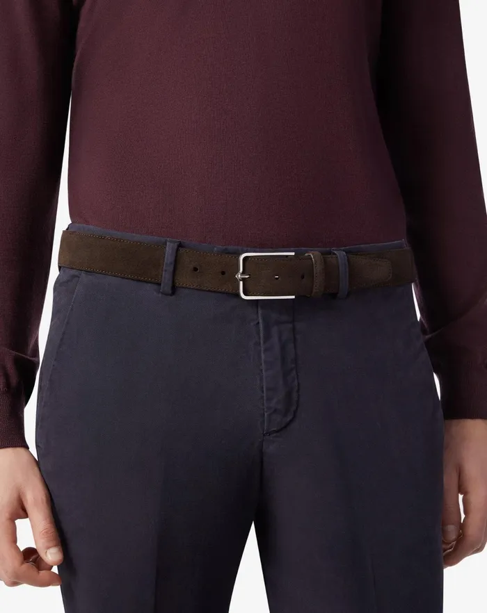 Corneliani Belts And Gloves Dark Brown Suede Belt For Men 8211 Men