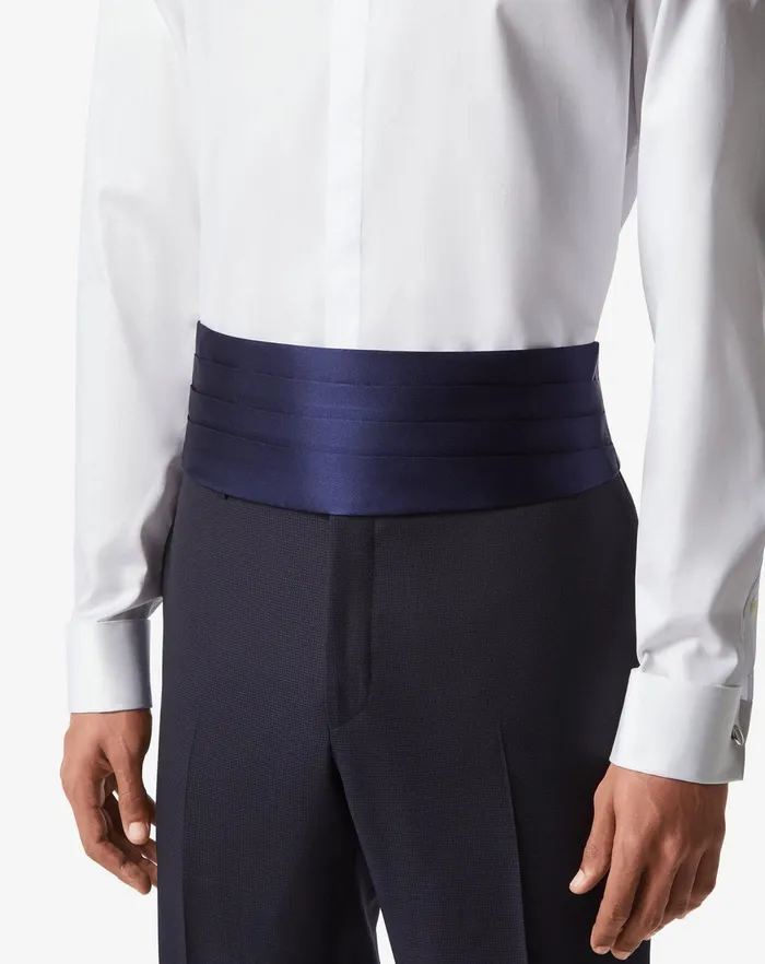 Corneliani Belts And Gloves Navy Blue Silk Cummerbund 8211 Men