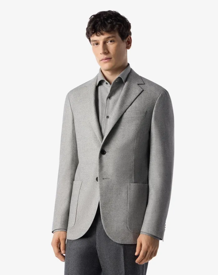 Corneliani Jackets Light Grey Herringbone Wool Jacket For Men 8211 Men