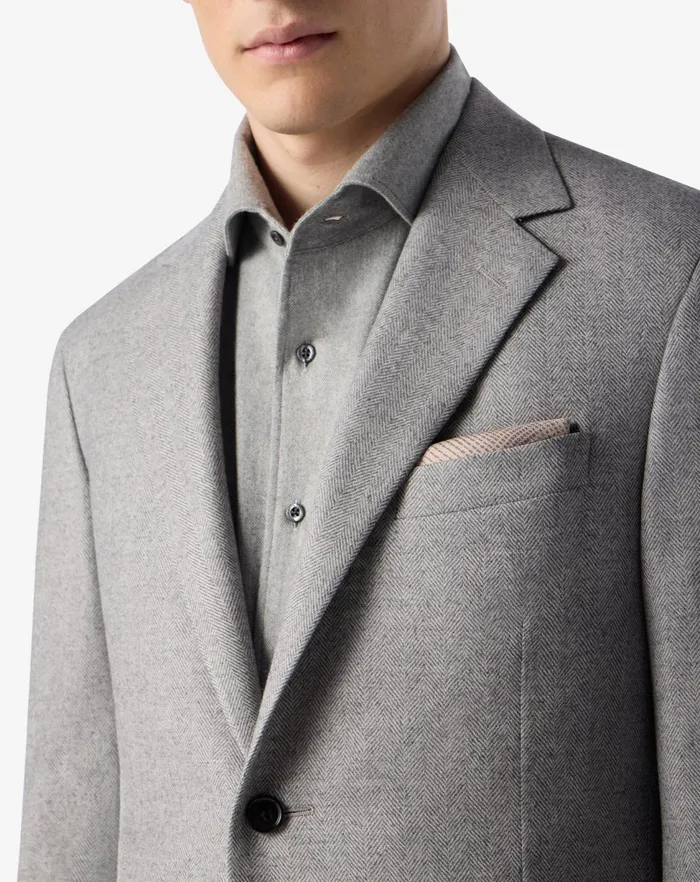 Corneliani Jackets Light Grey Herringbone Wool Jacket For Men 8211 Men