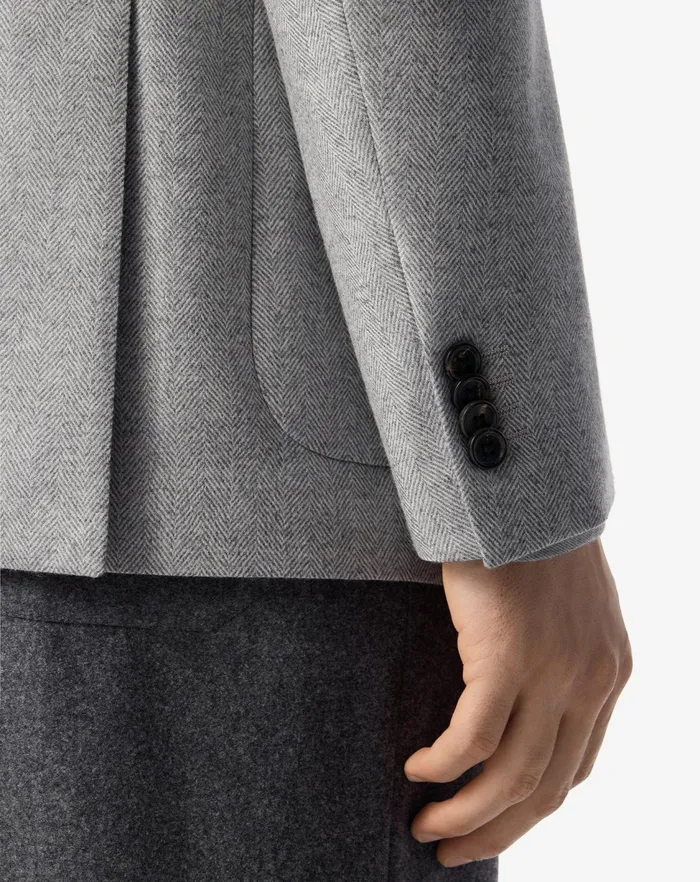 Corneliani Jackets Light Grey Herringbone Wool Jacket For Men 8211 Men