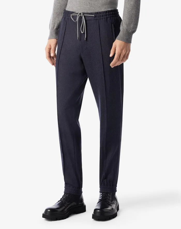 Corneliani Jeans and Slacks Navy Blue Stretch Flannel Joggers For Men 8211 Men