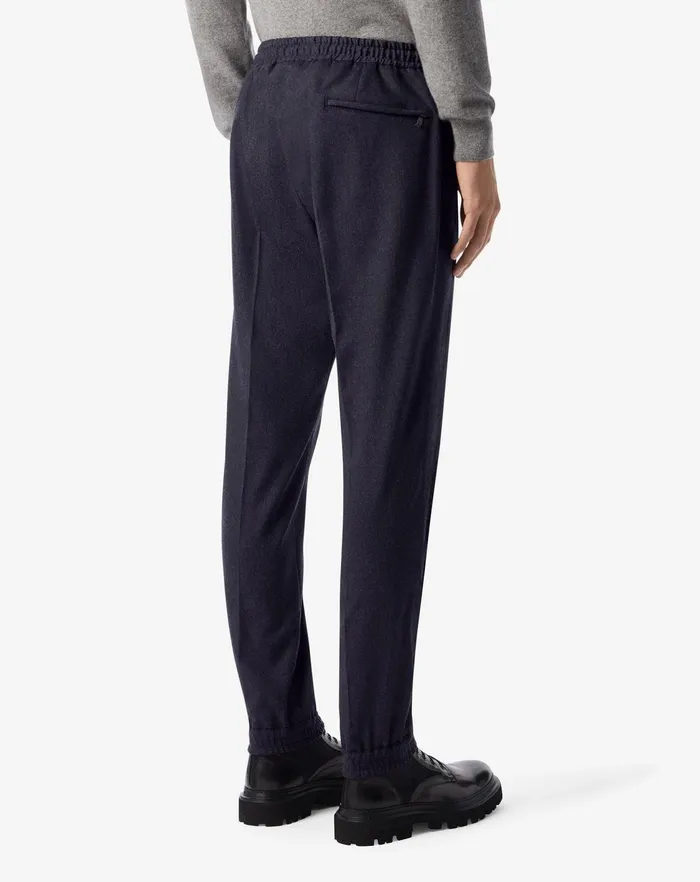 Corneliani Jeans and Slacks Navy Blue Stretch Flannel Joggers For Men 8211 Men