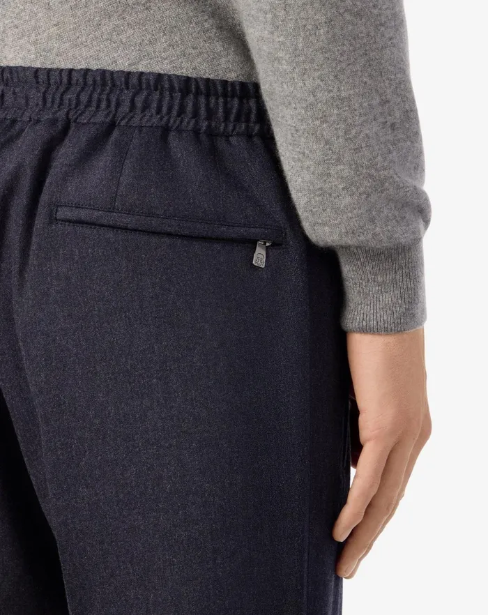 Corneliani Jeans and Slacks Navy Blue Stretch Flannel Joggers For Men 8211 Men