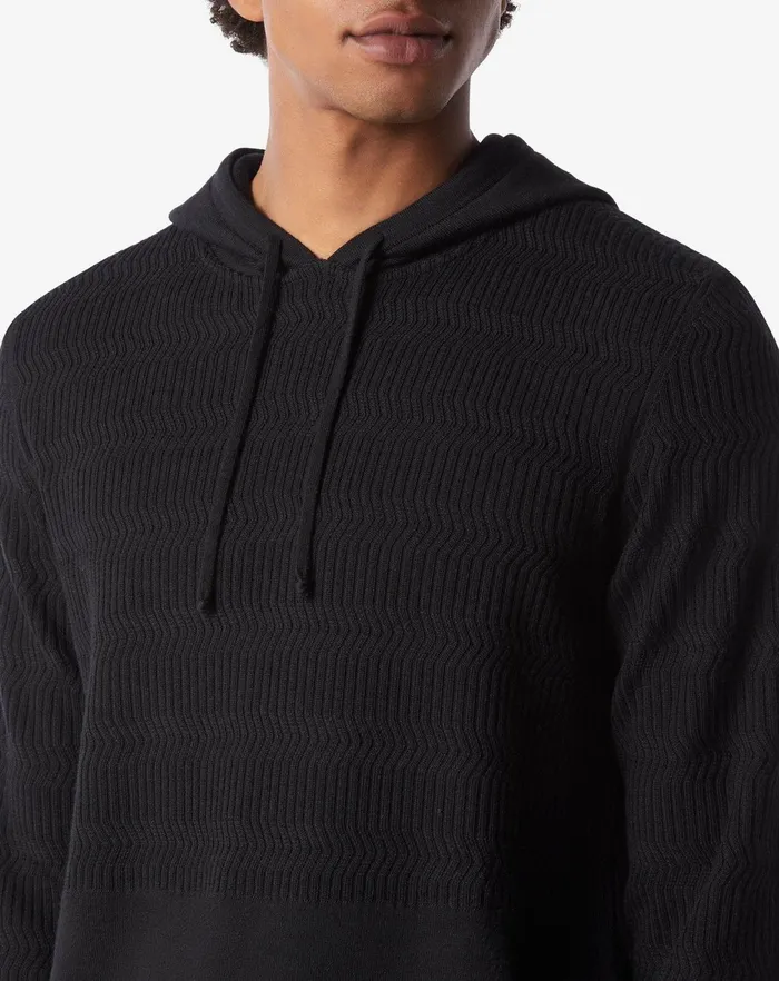 Corneliani Knitwear Black Ultralight Merino Wool Hoodie 8211 Men