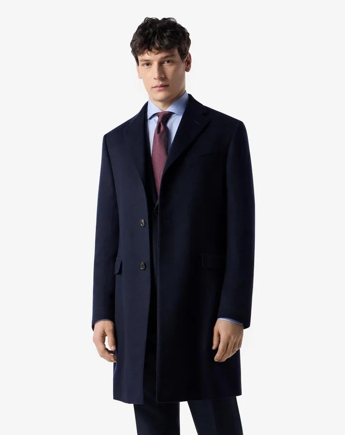 Corneliani Outerwear And Coats China Blue Pure Cashmere Beaver Coat For Men 8211 Men