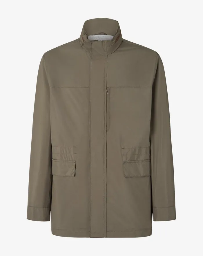 Corneliani Outerwear And Coats Green Waterrepellent Fabric Caban 8211 Men