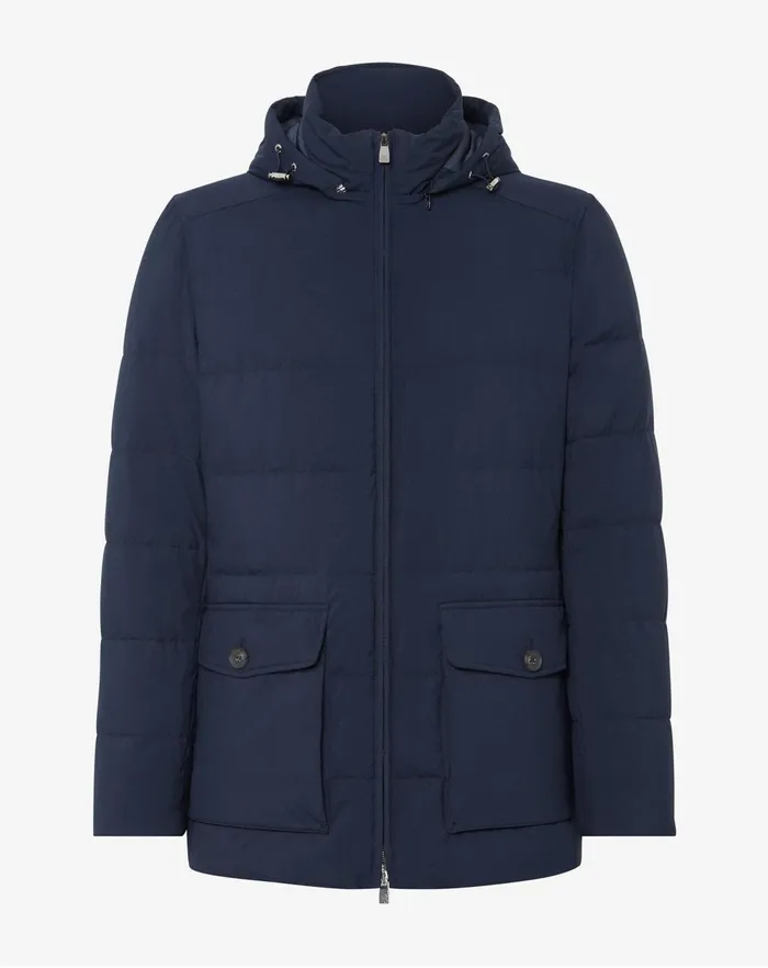 Corneliani Outerwear And Coats Navy Blue Technical Fabric Caban 8211 Men