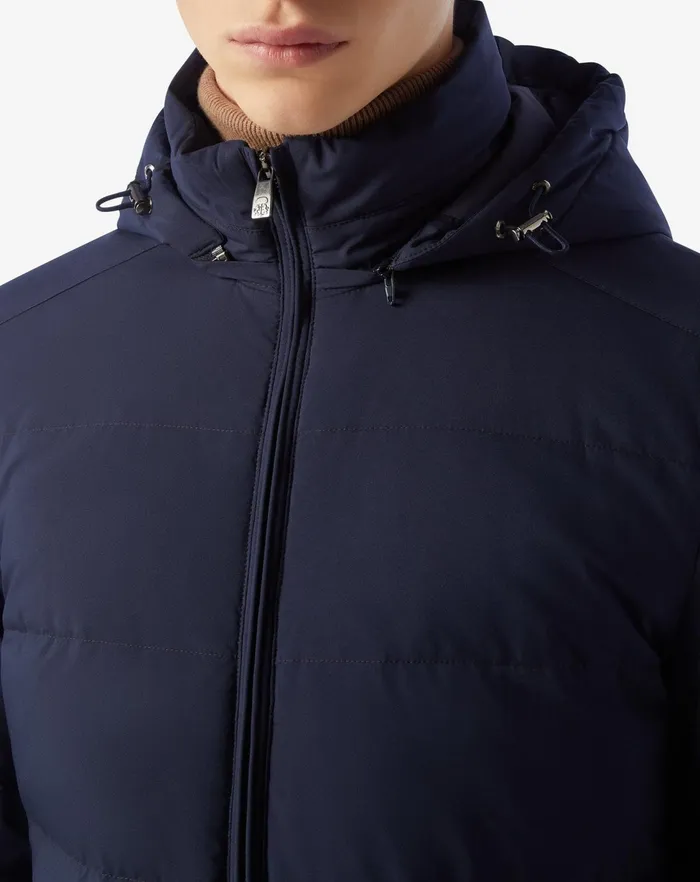 Corneliani Outerwear And Coats Navy Blue Technical Fabric Caban 8211 Men
