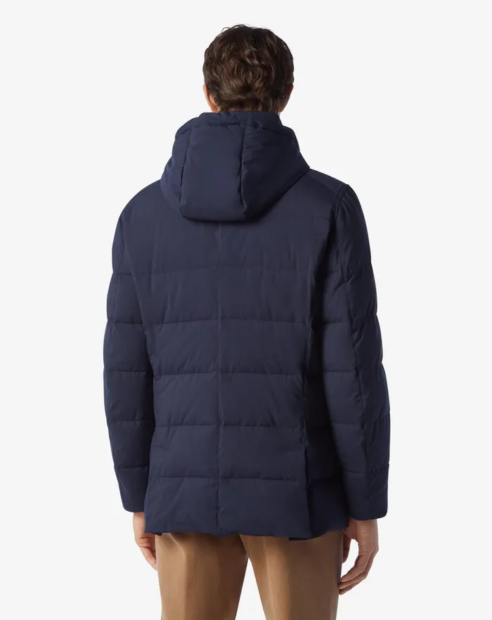 Corneliani Outerwear And Coats Navy Blue Technical Fabric Caban 8211 Men