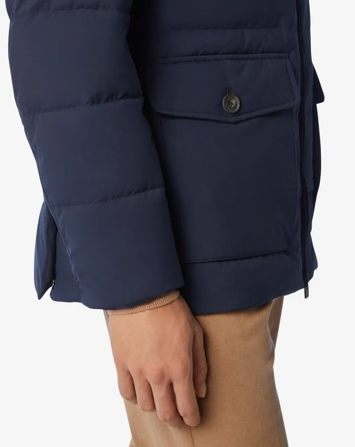 Corneliani Outerwear And Coats Navy Blue Technical Fabric Caban 8211 Men