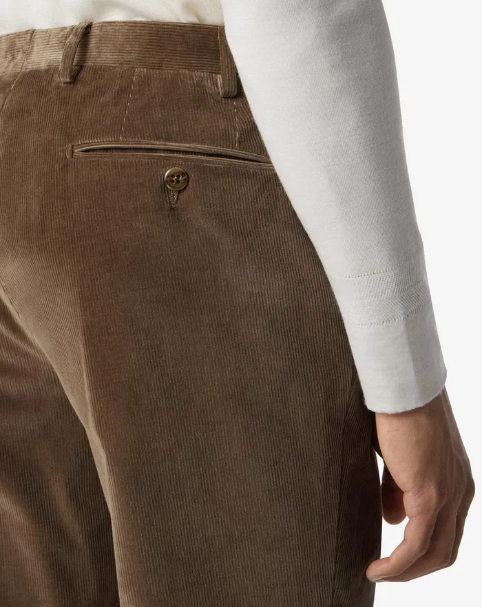 Corneliani Pants Beige Ribbed Velvet 1 Pleated Trousers 8211 Men