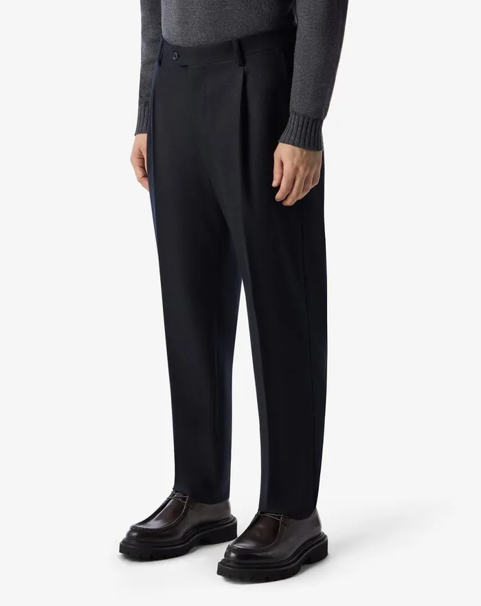 Corneliani Pants Black Flannel Regular Fit Trousers For Men 8211 Men