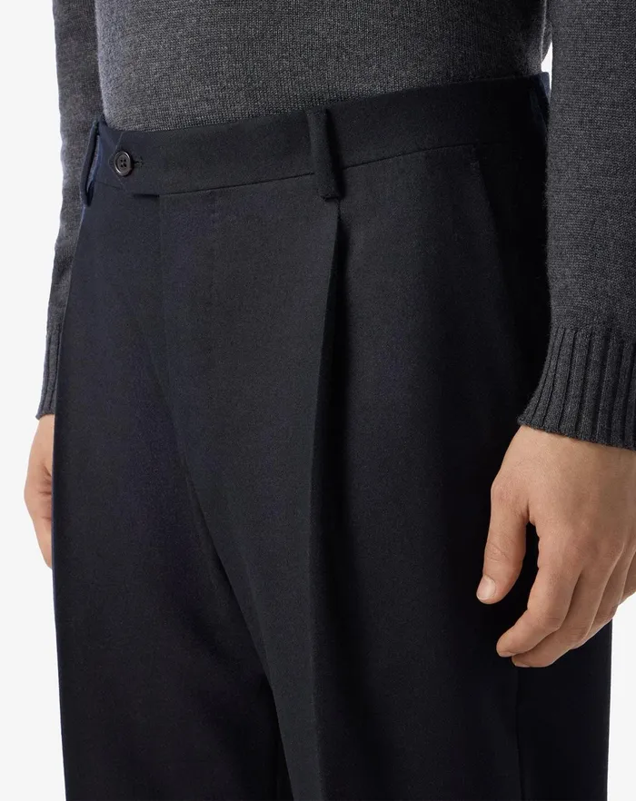 Corneliani Pants Black Flannel Regular Fit Trousers For Men 8211 Men
