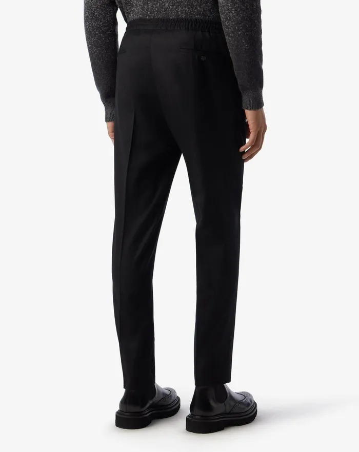Corneliani Pants Black Wool Flannel 1 Pleated Trousers 8211 Men