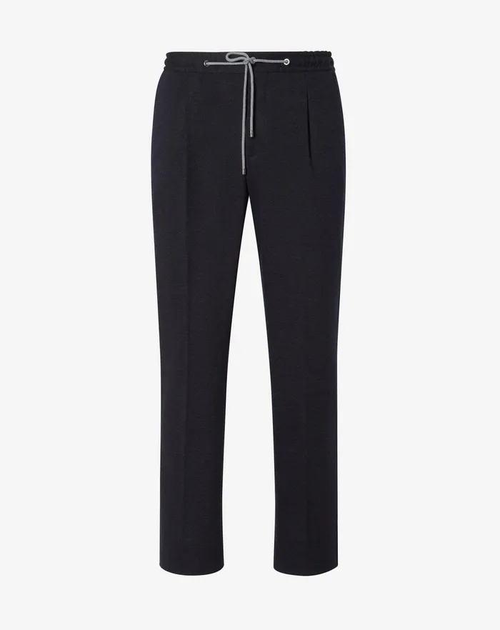 Corneliani Pants Blue Navy Jersey Wool Jogger Trousers For Men 8211 Men