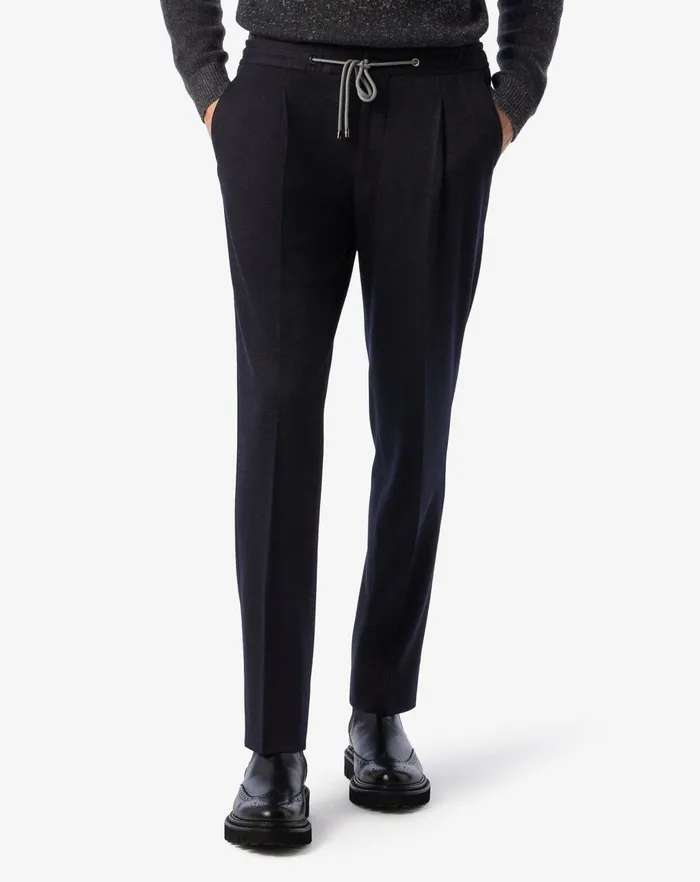 Corneliani Pants Blue Navy Jersey Wool Jogger Trousers For Men 8211 Men