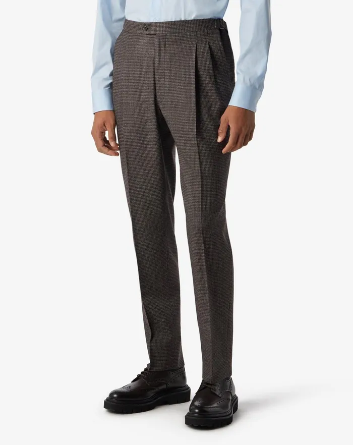 Corneliani Pants Brown 2 Pleated Wool And Cotton Trousers 8211 Men