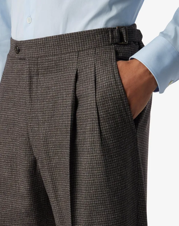 Corneliani Pants Brown 2 Pleated Wool And Cotton Trousers 8211 Men