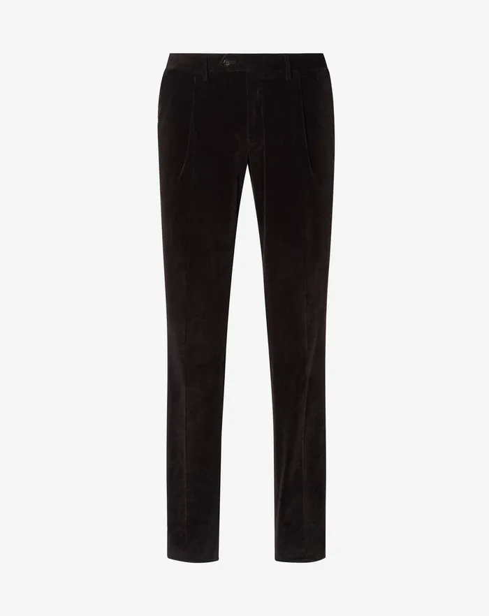 Corneliani Pants Brown Ribbed Velvet 1 Pleated Trousers 8211 Men
