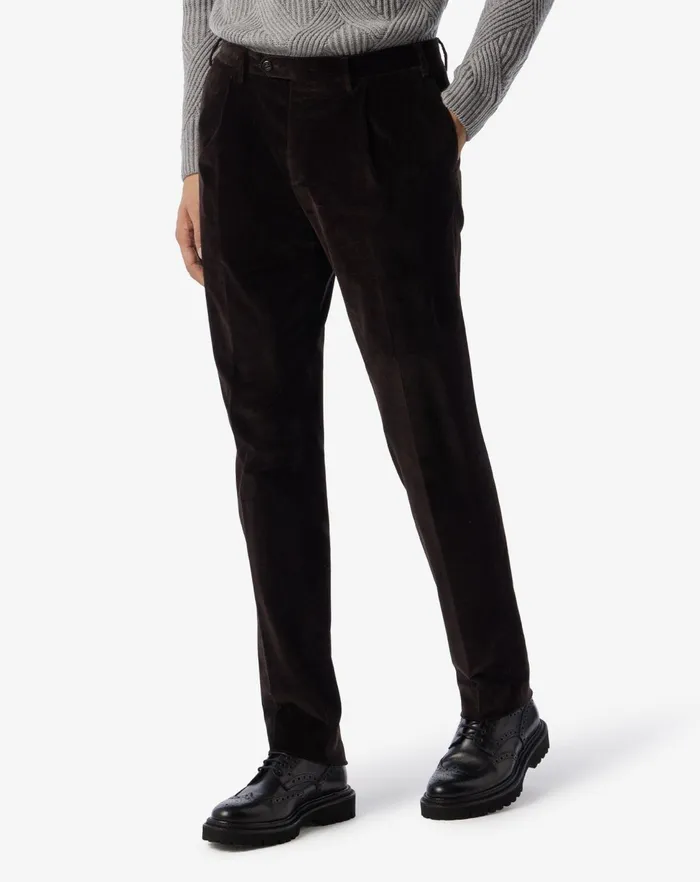 Corneliani Pants Brown Ribbed Velvet 1 Pleated Trousers 8211 Men