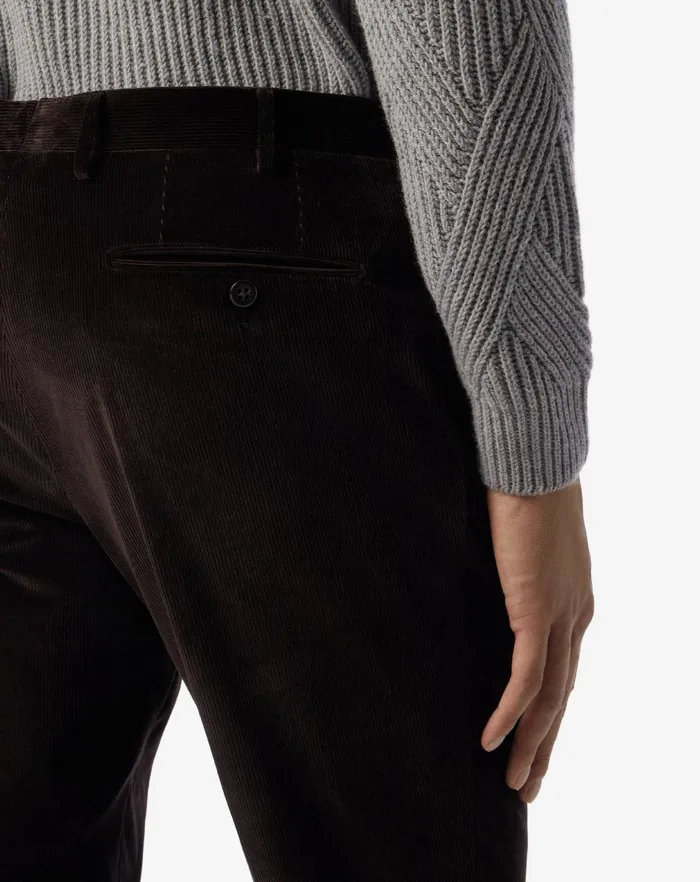 Corneliani Pants Brown Ribbed Velvet 1 Pleated Trousers 8211 Men