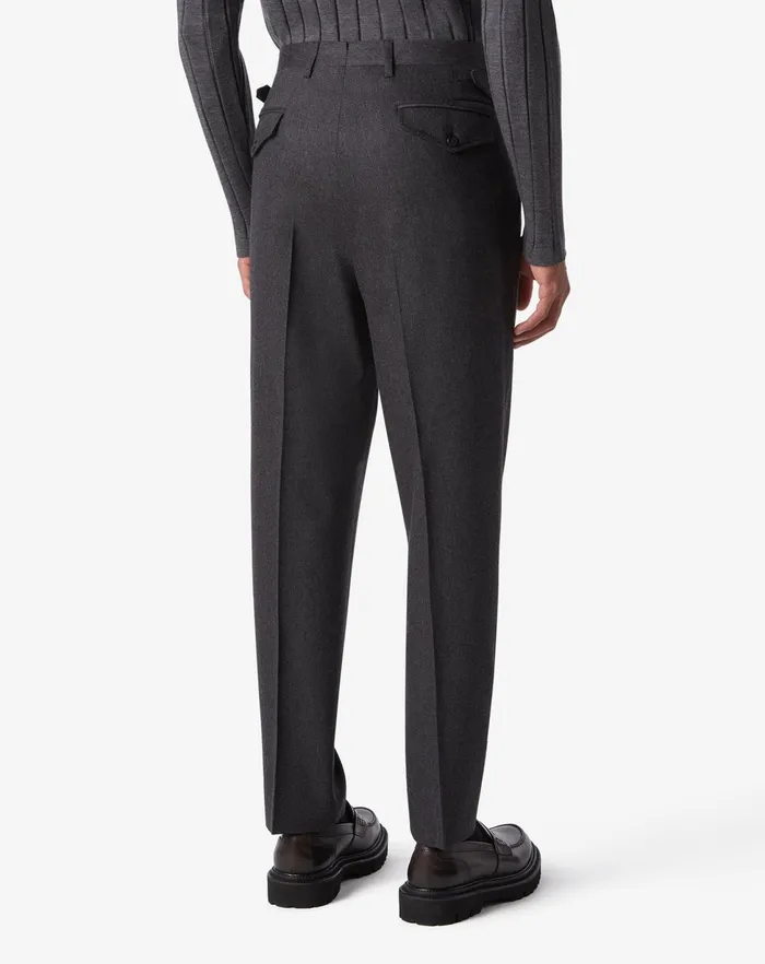 Corneliani Pants Grey 1pleated Wool And Cashmere Trousers 8211 Men