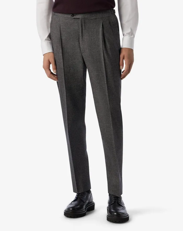 Corneliani Pants Grey 2 Pleated Wool And Cotton Trousers 8211 Men