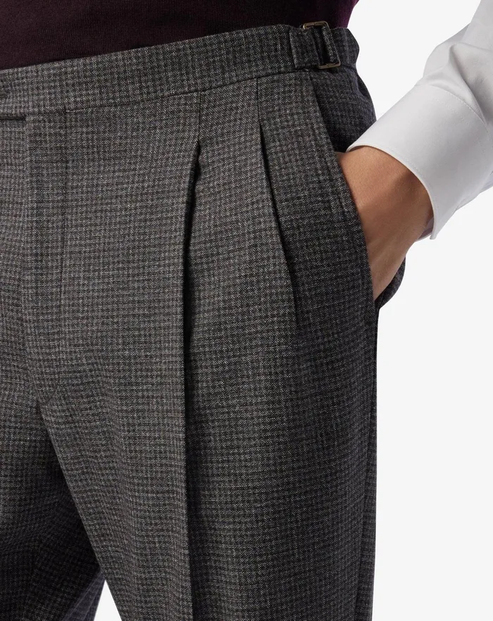 Corneliani Pants Grey 2 Pleated Wool And Cotton Trousers 8211 Men