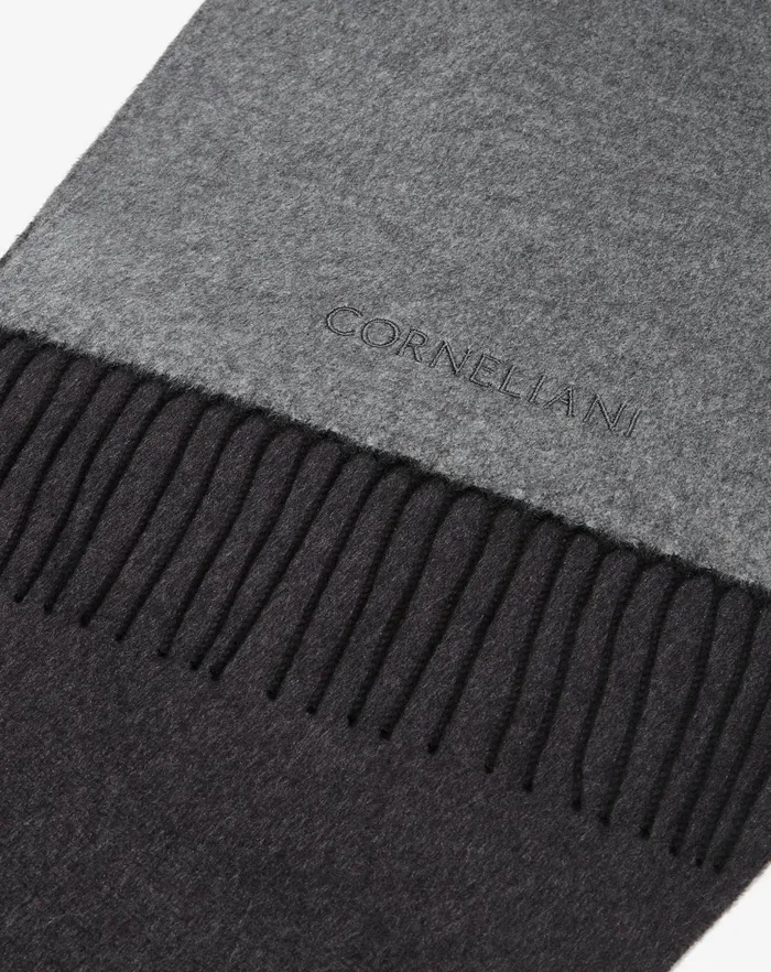 Corneliani Scarves And Hats Pearl Greyanthracite Silk And Cashmere Scarf For Men 8211 Men