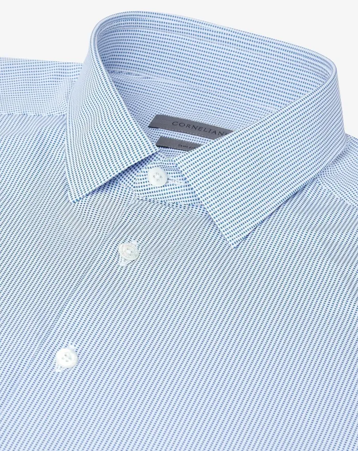 Corneliani Shirts White And Blue Bielastic Technical Fabric Shirt For Men 8211 Men