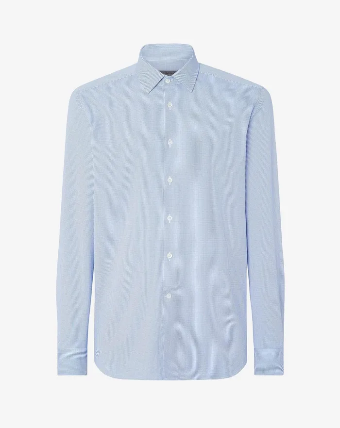 Corneliani Shirts White And Blue Bielastic Technical Fabric Shirt For Men 8211 Men
