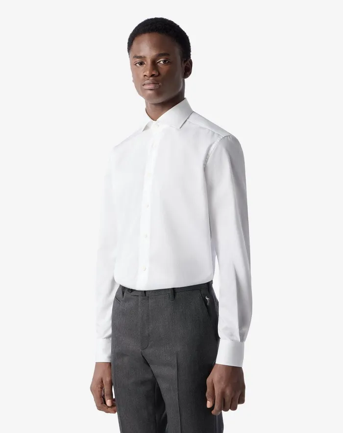 Corneliani Shirts White Cotton Twill Shirt For Men 8211 Men