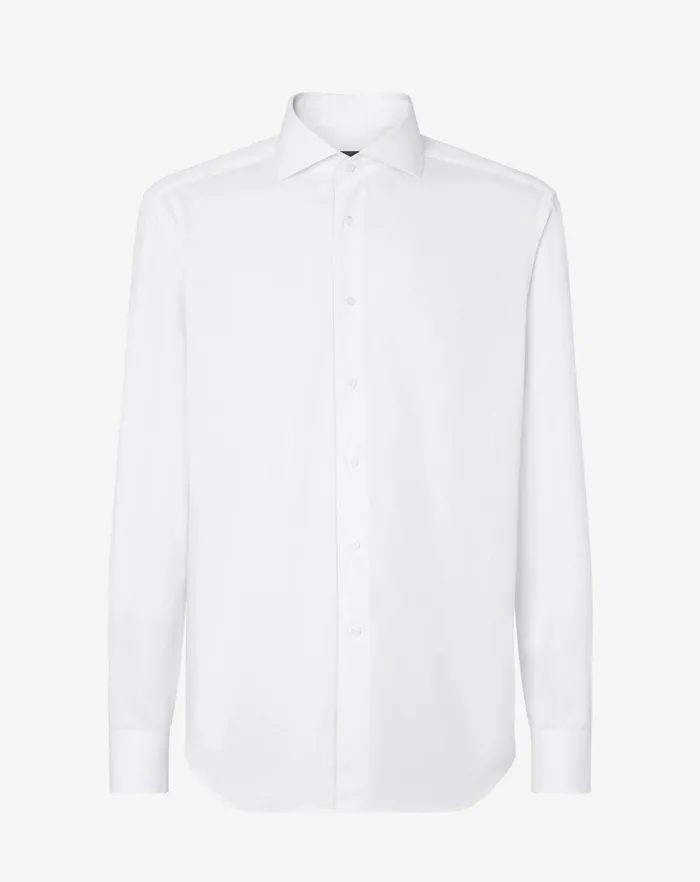 Corneliani Shirts White Cotton Twill Shirt For Men 8211 Men
