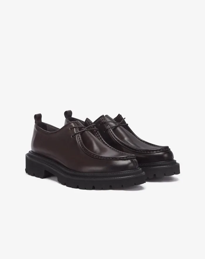Corneliani Shoes Dark Brown Aged Calfskin Nordic Shoes For Men 8211 Men