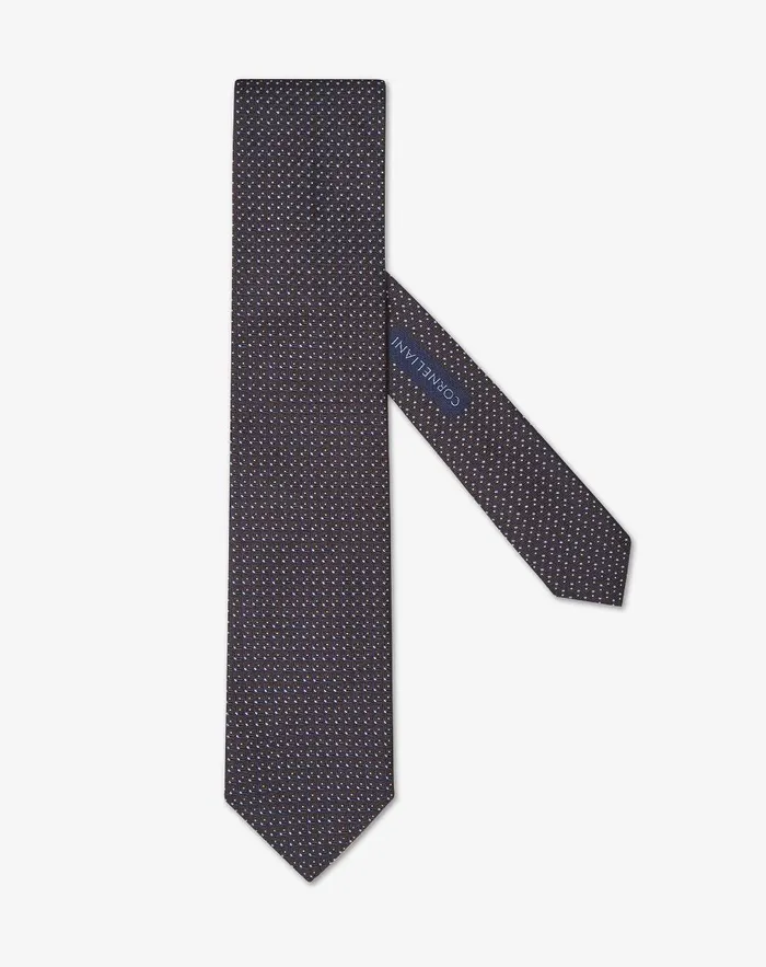 Corneliani Ties And Pochette Brown Silk Tie With Jacquard Geometric Pattern 8211 Men