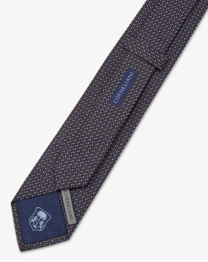 Corneliani Ties And Pochette Brown Silk Tie With Jacquard Geometric Pattern 8211 Men