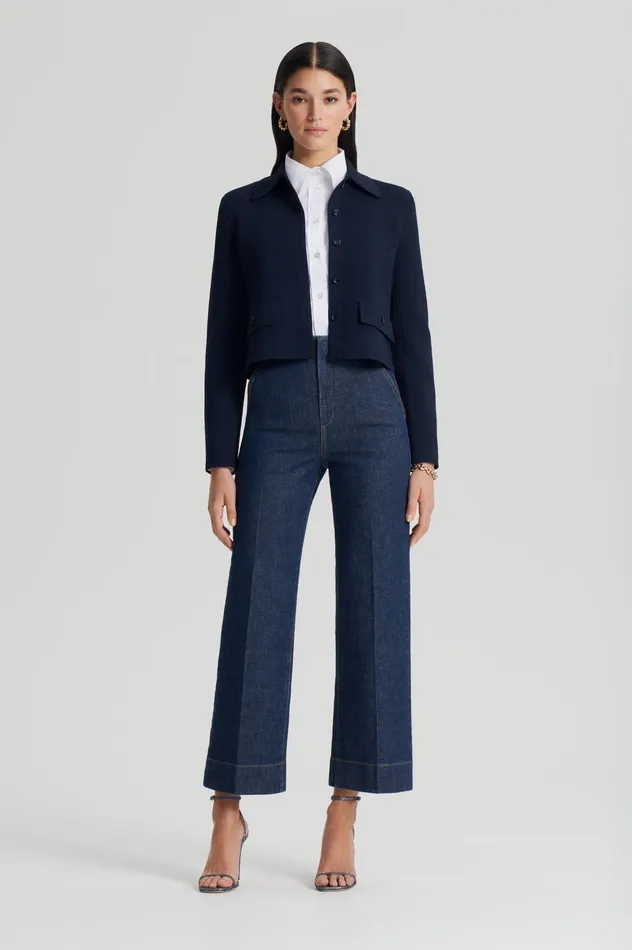 CREPE KNIT BUTTON JACKET NAVY Women Jackets Scanlan Theodore
