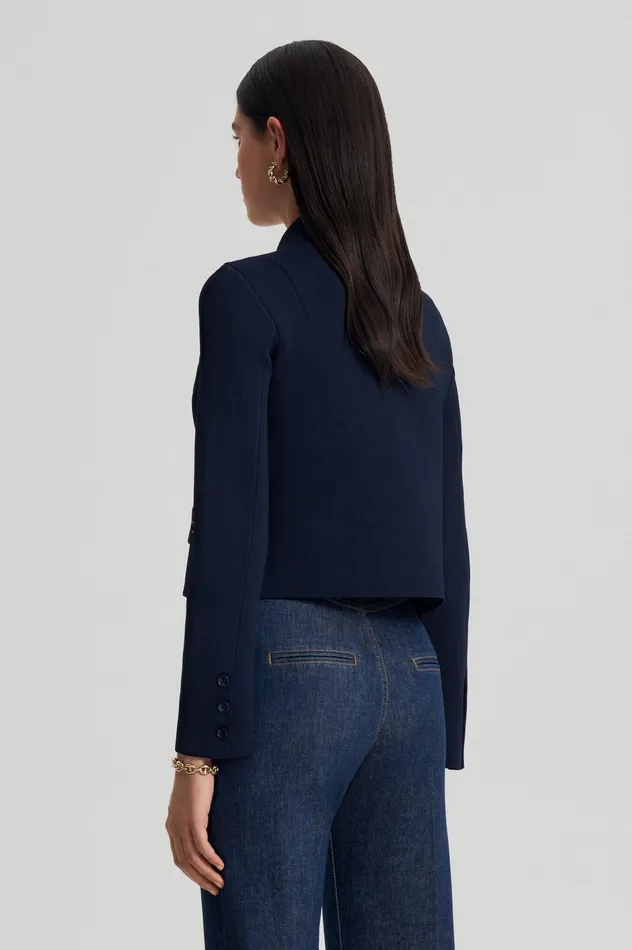 CREPE KNIT BUTTON JACKET NAVY Women Jackets Scanlan Theodore CREPE KNIT BUTTON JACKET NAVY Women Jackets Scanlan Theodore