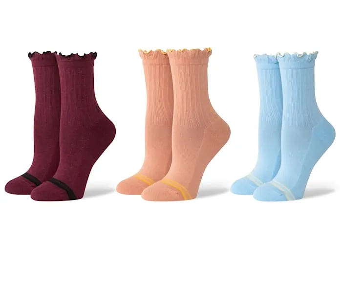CrocsSocks Ruffle Ankle 3Pack Dark Cherry Multi MenWomen Crocs Socks