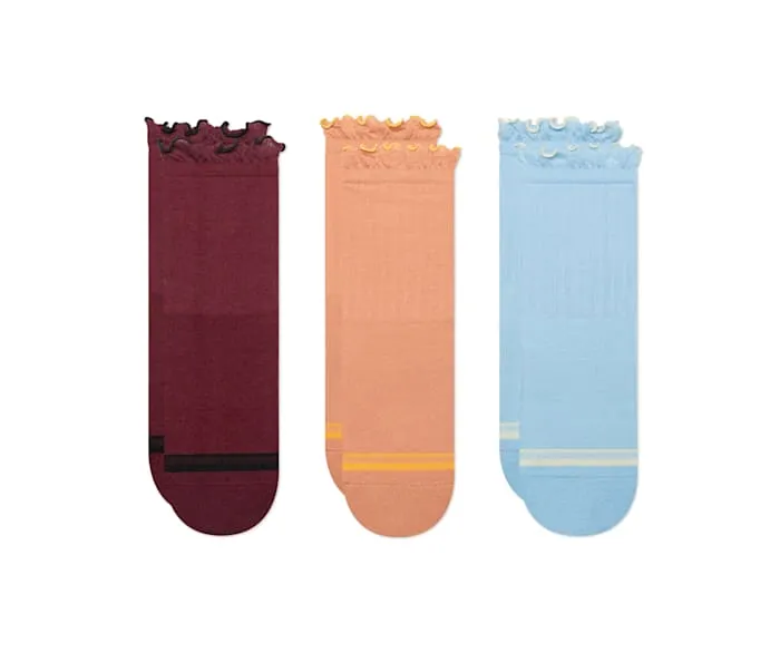 CrocsSocks Ruffle Ankle 3Pack Dark Cherry Multi MenWomen Crocs Socks