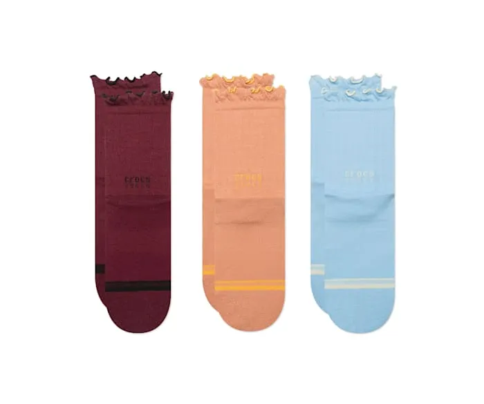CrocsSocks Ruffle Ankle 3Pack Dark Cherry Multi MenWomen Crocs Socks
