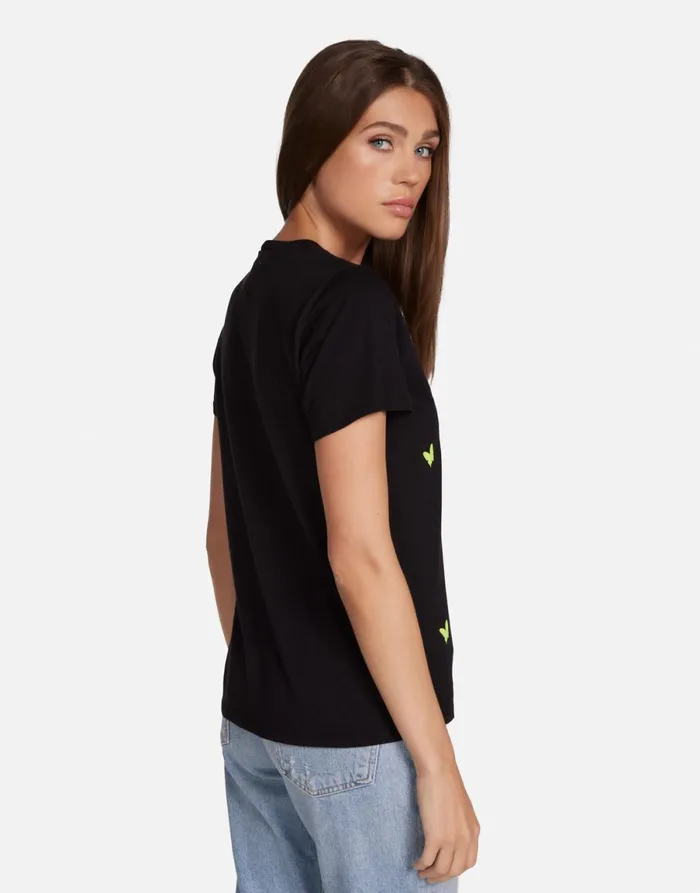 Croft Neon Peace Love Butterflies Black Women039s Lauren Moshi Short Sleeve